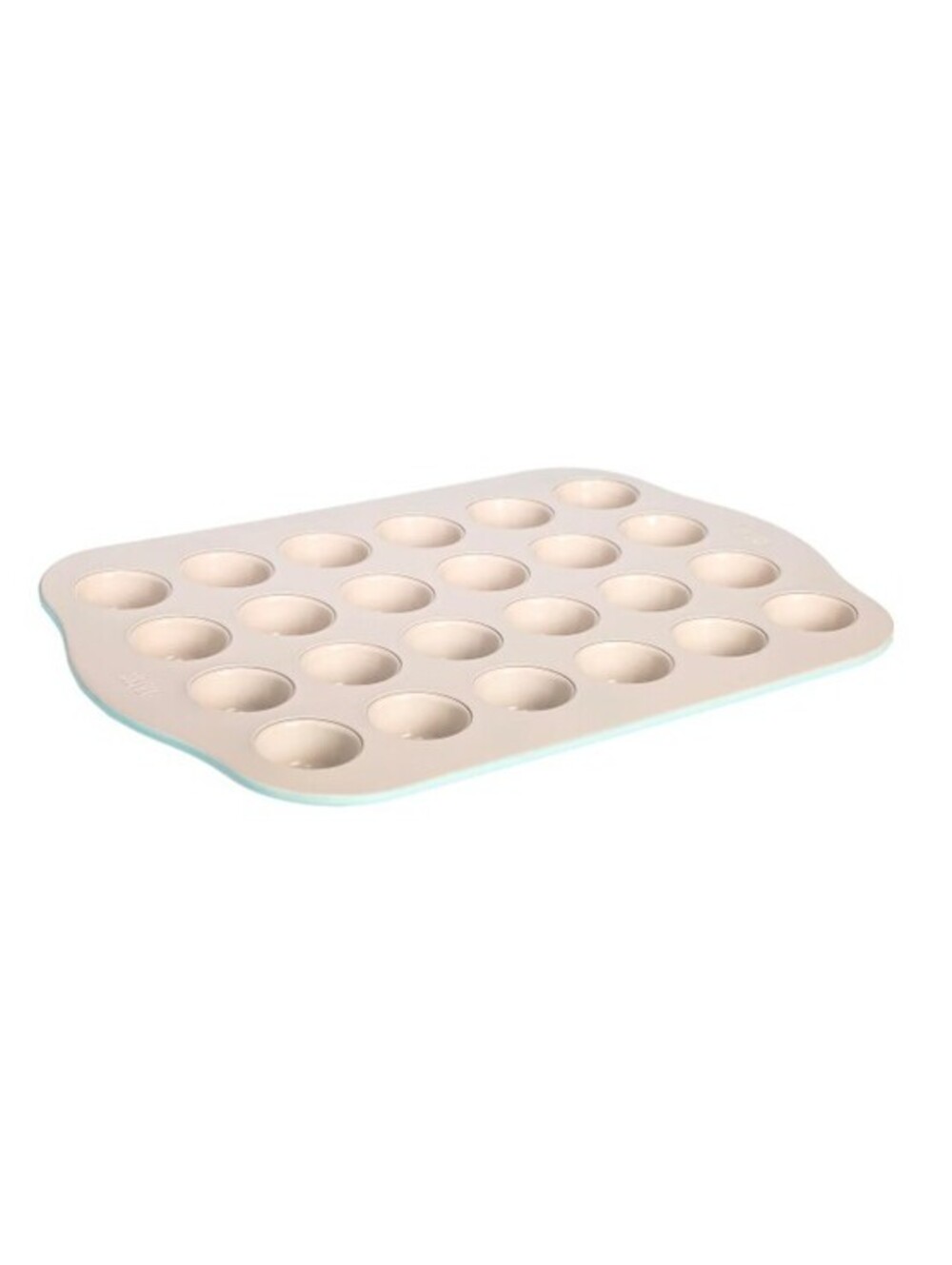 Ceramic 24-Cup Mini Muffin Pan, Aluminized Steel, Aqua
